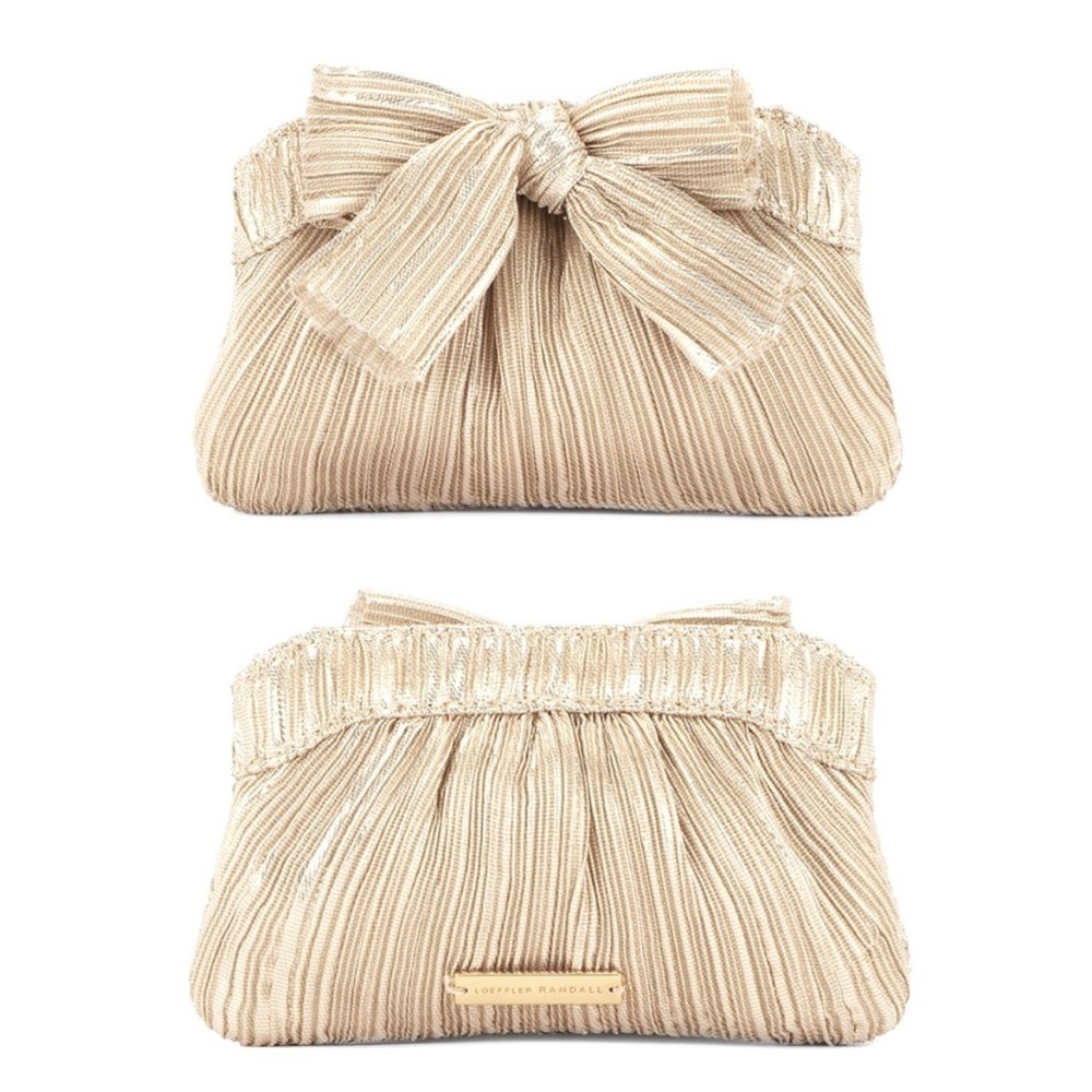 NWT Loeffler Randall Rochelle Platinum Mini Bow Clutch